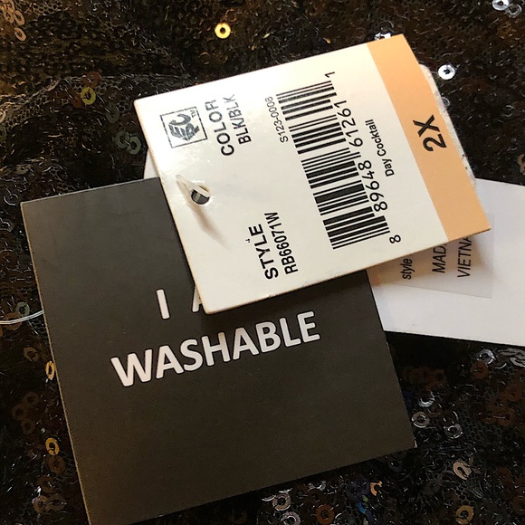 Signature by Robbie Bee Sequined Sleeve Wrap Tie Dress Size 2X - Picture 10 of 12